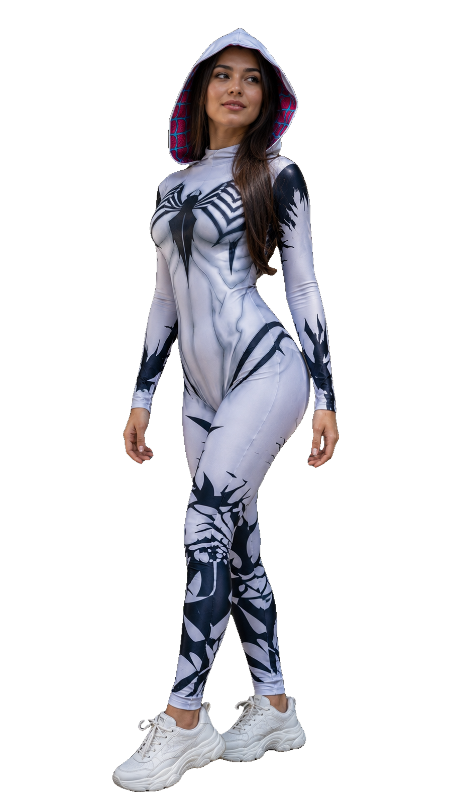 Enterizo disfraz Venom con capota de frente